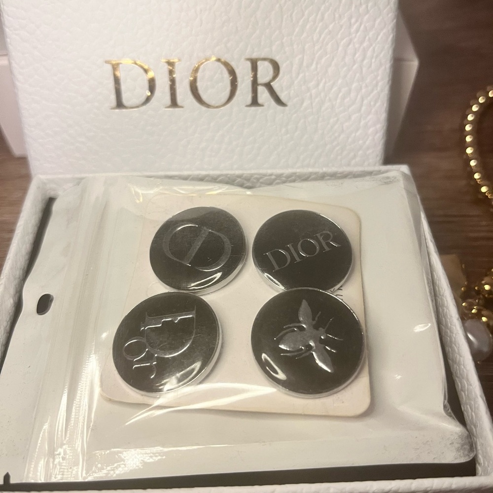 New in Box Authentic Dior Black/Navy Enamel Metal Pins Set (4 Pins)